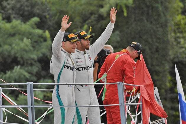 Valtteri Bottas (Mercedes AMG Petronas Formula One Team) und Lewis Hamilton (Mercedes AMG Petronas Formula One Team) Grosser Preis von Italien, Renntag, 02.09.2018 ITA, Grosser Preis von Italien, 02.09.2018 Monza Copyright: xEIBNER JerryxAndrex EP_EER