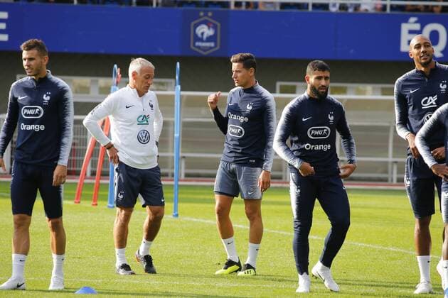 Fußball, Frankreich Training Didier Deschamps - Thauvin Florian FOOTBALL : Entrainement Equipe de France - Clairefontaine - 03 09 2018 StephenCaillet Panoramic 