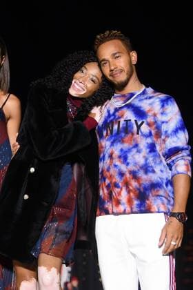 Canadian fashion model Winnie Harlow, left, and British racing driver Lewis Hamilton display new creations during the Tommy Hilfiger s TommyNow Icons Fall Winter 2018 fashion show 2018 in Shanghai, China, 4 September 2018. Hailey Baldwin spotlighted at Tommy Hilfiger s TommyNow Icons Fall Winter 2018 fashion show in Shanghai  pbu861882_28