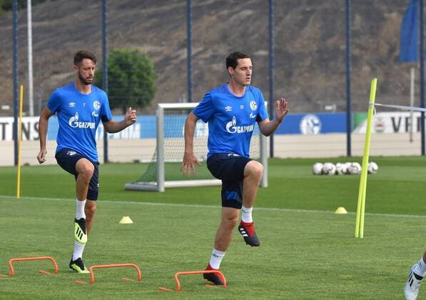 05.09.2018, Fussball GER, 1. Bundesliga Saison 2018 2019, Training FC Schalke 04, v.re., Sebastian Rudy (FC Schalke 04), Mark Uth (FC Schalke 04)
