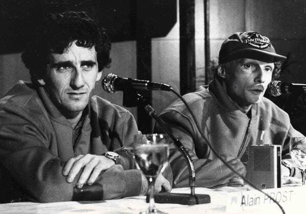 Alain Prost and Niki Lauda give a press conference PK Pressekonferenz (BELGA ARCHIVES)  x85219825stx