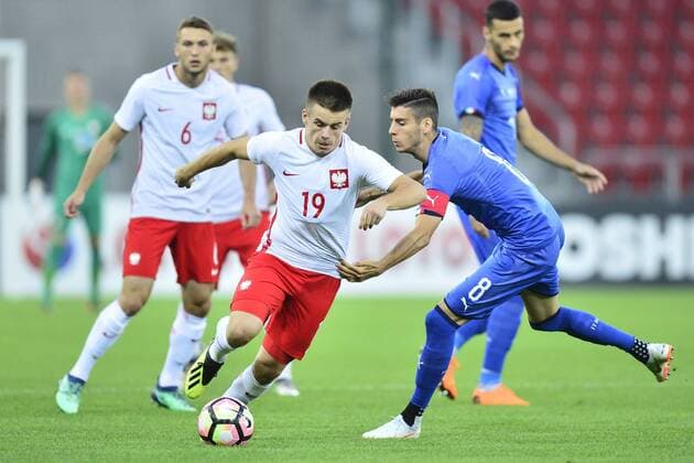 Fußball, U20 Länderspiel, Polen - Italien 06.09.2018 LODZ , STADION MIEJSKI WIDZEW LODZ MECZ , REPREZENTACJA U-20 POLSKA (POLAND) - WLOCHY ( ITALY ) PILKA NOZNA , TURNIEJ OSMIU NARODOW NZ. ADRIAN LYSZCZARZ, FILIPPO MELEGONI FOTO RADOSLAW JOZWIAK CYFRASPORT NEWSPIX.PL --- Newspix.pl  CSRJ1391