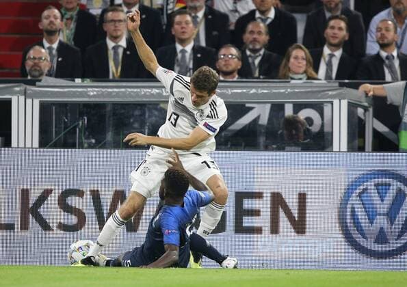 SOCCER - UEFA NL, GER vs FRA MUNICH,GERMANY,06.SEP.18 - SOCCER - UEFA Nations League, Germany vs France, international match Länderspiel Image shows Thomas Mueller (GER) and Samuel Umtiti (FRA). GEPAxpictures xThomasxBachun