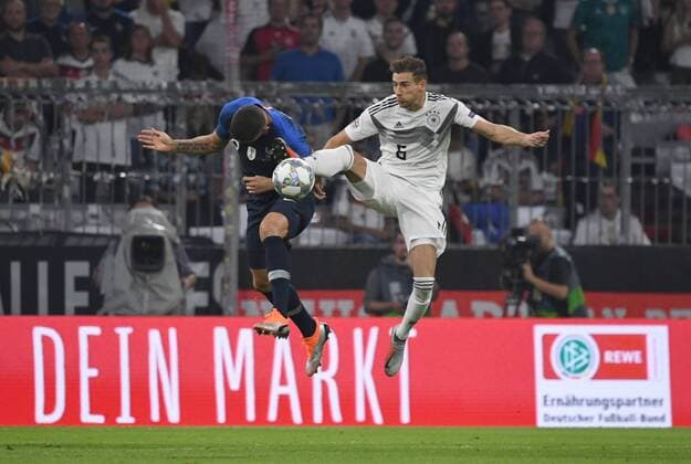 Fussball, Herren, Saison 2018 19, Nations League, Länderspiel in München, Deutschland - Frankreich, v. l. Olivier Giroud (Frankreich), Leon Goretzka (Deutschland), 06.09.2018, Copyright: xMatthiasxKochx