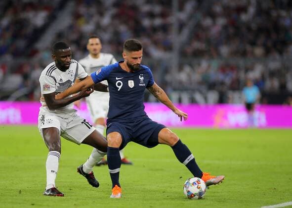 SOCCER - UEFA NL, GER vs FRA MUNICH,GERMANY,06.SEP.18 - SOCCER - UEFA Nations League, Germany vs France, international match Länderspiel Image shows Antonio Ruediger (GER) and Olivier Giroud (FRA). GEPAxpictures xThomasxBachun