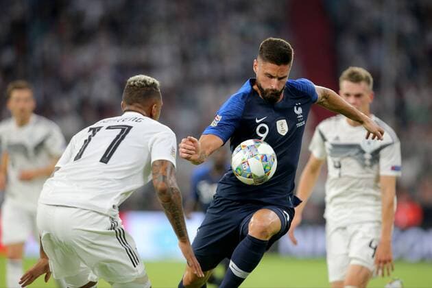 Jerome Boateng ( Deutschland ) Olivier Giroud ( Frankreich ) , UEFA Nations League, 2018 19, Deutschland vs. Frankreich, DFB regulations prohibit any use of photographs as image sequences and or quasi-video, Deutschland vs. Frankreich, UEFA Nations League, 2018 19, Fussball, 06.09.2018 Muenchen Copyright: xLanger Eibner-Pressefotox EP_HLR