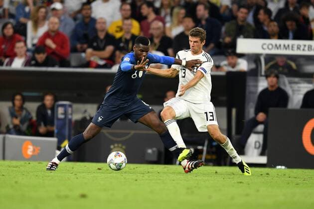 Fussball, UEFA Nations League, Deutschland vs Frankreich , 06.09.2018,Allianzarena München , Paul Pogba, Thomas Müller