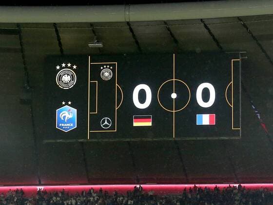 Anzeigetafel mit dem 0:0 , UEFA Nations League, 2018 19, Deutschland vs. Frankreich, DFB regulations prohibit any use of photographs as image sequences and or quasi-video, Deutschland vs. Frankreich, UEFA Nations League, 2018 19, Fussball, 06.09.2018 Muenchen Copyright: xLanger Eibner-Pressefotox EP_HLR