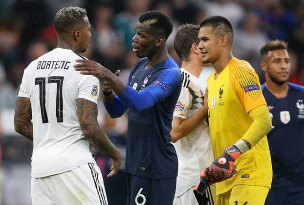 SOCCER - UEFA NL, GER vs FRA MUNICH,GERMANY,06.SEP.18 - SOCCER - UEFA Nations League, Germany vs France, international match Länderspiel Image shows Jerome Boateng (GER), Paul Pogba and Alphonse Areola (FRA). GEPAxpictures xThomasxBachun