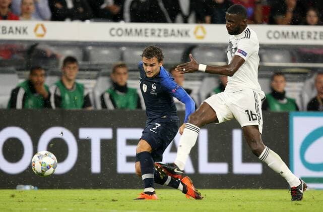 SOCCER - UEFA NL, GER vs FRA MUNICH,GERMANY,06.SEP.18 - SOCCER - UEFA Nations League, Germany vs France, international match Länderspiel Image shows Antoine Griezmann (FRA) and Antonio Ruediger (GER). GEPAxpictures xThomasxBachun