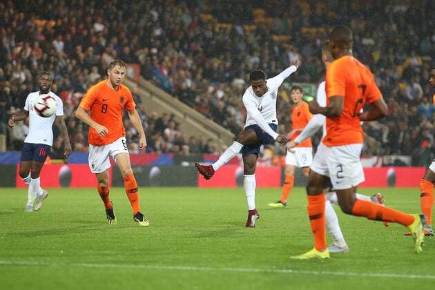 England U21 U 21 v Netherlands U21 UEFA EURO EM Europameisterschaft Fussball U21 2019 Qualifiers Ryan Sessegnon of England has a shot on goal during the UEFA Euro U21 2019 Qualifiers match at Carrow Road, Norwich Content Not Available For UK Newspapers Copyright: xPaulxChestertonx FIL-12242-0078