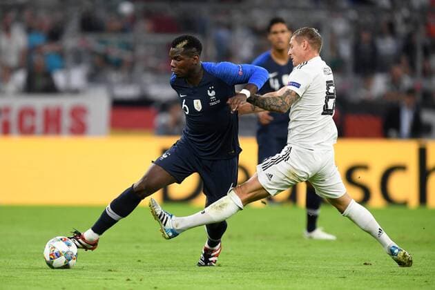 Fussball, UEFA Nations League, Deutschland vs Frankreich , 06.09.2018,Allianzarena München, Paul Pogba, Frankreich Toni Kroos, Deutschland,