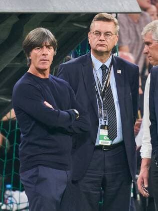 Germany - France, Soccer, Munich, September 06, 2018 DFB headcoach Joachim Jogi LOEW, LÖW,Reinhard GRINDEL, DFB President German Football Association, GERMANY - FRANCE 0-0 Important: DFB regulations prohibit any use of photographs as image sequences and or quasi-video. Football Nations League, Season 2018 2019, September 06, 2018 Munich, Germany. Photographer: Peter Schatz MAGICS