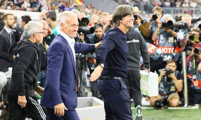 Nationaltrainer Didier Deschamps (Frankreich, France) und Bundestrainer Joachim Loew (Deutschland Germany) - 06.09.2018: Deutschland vs. Frankreich, Allianz Arena München, UEFA Nations League, 1. Spieltag