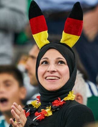 Germany - France, Soccer, Munich, September 06, 2018 Muslim woman as german fan with bunny ears GERMANY - FRANCE 0-0 Important: DFB regulations prohibit any use of photographs as image sequences and or quasi-video. Football Nations League, Season 2018 2019, September 06, 2018 Munich, Germany. Photographer: Peter Schatz MAGICS
