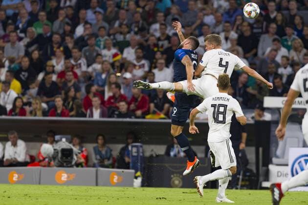 Fussball Laenderspiel Deutschland gegen Frankreich, Allianz Arena, Muenchen. 06.09.2018 Im Bild: Olivier Giroud, OliMatthias Ginter, Joshua KImmich Â