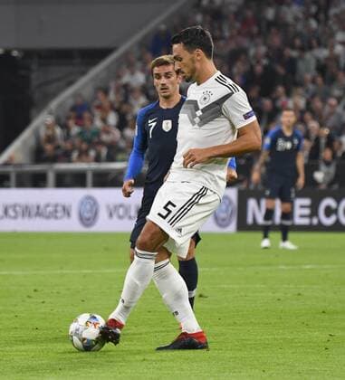 Fussball, Herren, Saison 2018 19, Nations League, Länderspiel in München, Deutschland - Frankreich (0:0), v. l. Antoine Griezmann (Frankreich), Mats Hummels (Deutschland), 06.09.2018, Copyright: xMatthiasxKochx