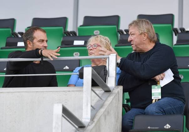 Fussball, Herren, Saison 2018 19, U 21, Test-Länderspiel in Fürth, Deutschland - Mexiko, Frauen-Bundestrainer Horst Hrubesch und Hansi Flick auf der Tribüne, 07.09.2018, Copyright: xMatthiasxKochx