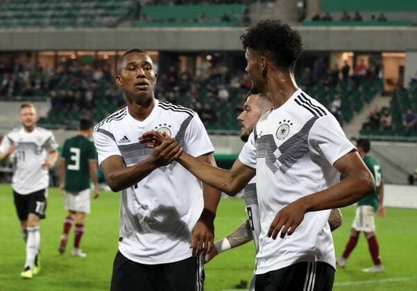 07.09.2018 - Fussball - Testspiel Freundschaftsspiel - Länderspiel - Deutschland - Mexiko - U21 U 21 - DaMa - DFB regulations prohibit any use of photographs as image sequences and or quasi-video Jubel Freude Torjubel nach Tor zum 2:0 - Felix Uduokhai (4, Deutschland U21 ) Marcel Hartel (18, Deutschland U21 ) Aaron Seydel (9, Deutschland U21 ) jubelt freut sich - Torschütze: Aaron Seydel (9, Deutschland U21 )