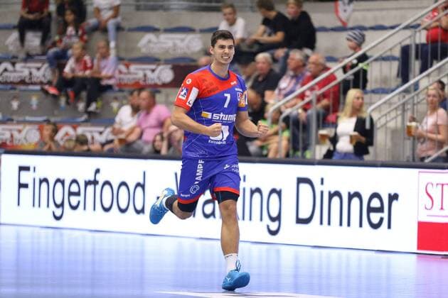 Torjubel bei Jannik Hausmann (HBW Balingen-Weilstetten 7), ASV Hamm-Westfalen vs HBW Balingen-Weilstetten, Handball, 2. Bundesliga, 07.09.2018, ASV Hamm-Westfalen vs HBW Balingen-Weilstetten, Handball, 2. Bundesliga, 07.09.2018 Hamm Copyright: xEIBNER JanxStrohdiekx EP_JSK
