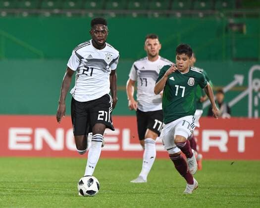 Fussball, Herren, Saison 2018 19, U 21, Test-Länderspiel in Fürth, Deutschland - Mexiko (3:0), v. l. Jordan Torunarigha U21 U 21 Deutschland), Hector Mascorro, 07.09.2018, Copyright: xMatthiasxKochx
