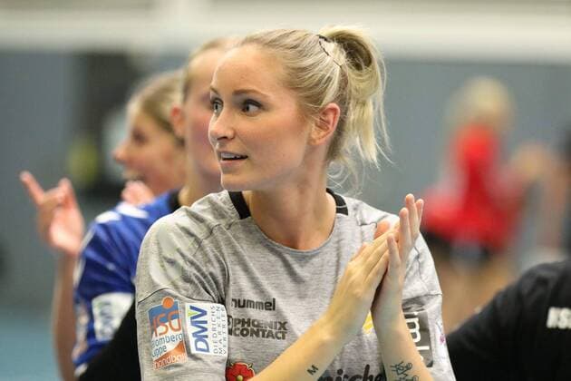 Freude bei Silje Brons Petersen (HSG Blomberg-Lippe 23), HSG Blomberg-Lippe vs HSG Bad Wildungen Vipers, Handball, 1. Frauen Bundesliga, 08.09.2018, HSG Blomberg-Lippe vs HSG Bad Wildungen Vipers, Handball, 1. Bundesliga Frauen, 08.09.2018 Blomberg Copyright: xEIBNER JanxStrohdiekx EP_JSK