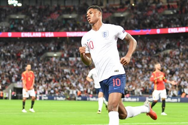 England v Spain UEFA Nations League Marcus Rashford of England celebrates scoring the opening goal during the UEFA Nations League match at Wembley Stadium, London Content Not Available For UK Newspapers Copyright: xMartynxHaworthx FIL-12249-0012
