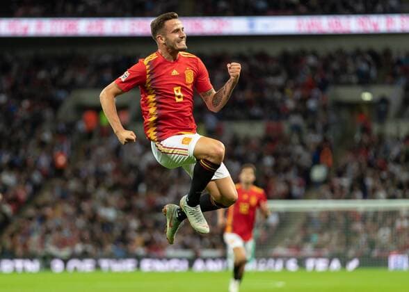Sport Bilder des Tages Football - 2018 2019 UEFA Nations League A - Group Four: England vs. Spain Saul Niguez (Spain) celebrates after scoring the equaliser for Spain at Wembley Stadium. COLORSPORT DANIEL BEARHAM  csp_eng_spa_080918_