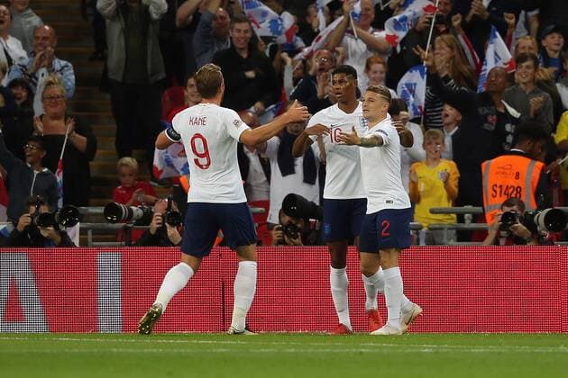 England v Spain UEFA Nations League Marcus Rashford of England celebrates scoring his side?s 1st goal during the UEFA Nations League match at Wembley Stadium, London Content Not Available For UK Newspapers Copyright: xPaulxChestertonx FIL-12248-0008