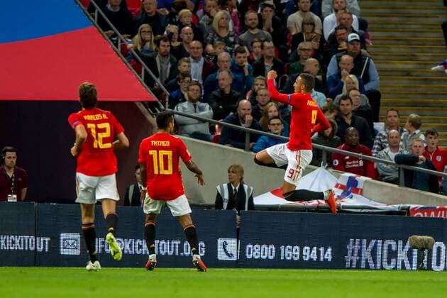 Rodrigo Moreno of Spain celebrates scoring his goal during the UEFA Nation League, Group 4, League A match between England and Spain at Wembley Stadium, London, England on 8 September 2018. Copyright: xSalvioxCalabresex 20960022