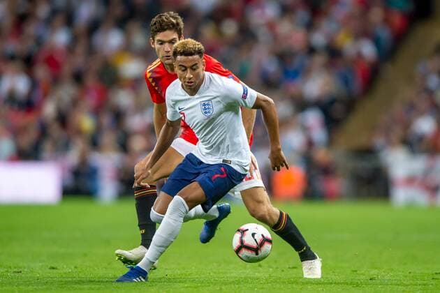 Jesse Lingard of England and Marcos Alonso of Spain during the UEFA Nation League, Group 4, League A match between England and Spain at Wembley Stadium, London, England on 8 September 2018. Copyright: xSalvioxCalabresex 20960047
