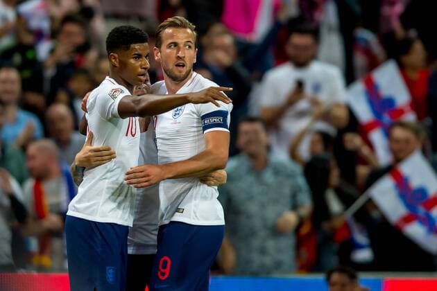 September 8, 2018 - Marcus Rashford of England celebrates scoring the opening goal during the UEFA Nation League, Group 4, League A match between England and Spain at Wembley Stadium, London, England on 8 September 2018. Salvio Calabrese Soccer: England v Spain.UEFA Nation League Group Stage.8 9 2018 - ZUMAa181 20180908_zaa_a181_083 Copyright: xAFP7x