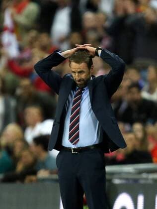 Gareth Southgate (England coach), dejection after a late England miss, at the UEFA Nations League A, Group 4, between England and Spain, at Wembley Stadium, London, on September 8, 2018. **THIS PICTURE IS FOR EDITORIAL USE ONLY** 