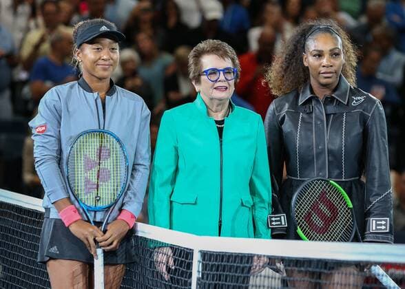 Sport Bilder des Tages L-R. Naomi Osaka, Billie Jean King,Serena Williams, Damen Einzel Finale, Endspiel *** L R Naomi Osaka Billie Jean King Serena Williams Womens Singles Final Final Game Copyright: xJuergenxHasenkopfx