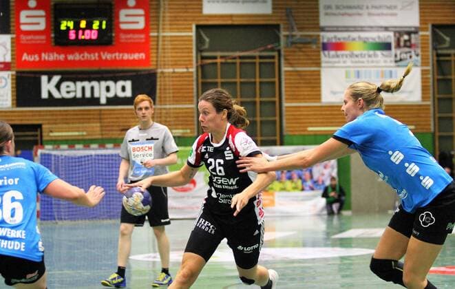 Bildmitte Sarah van Gulik (HSG Bensheim-Auerbach) GER, Buxtehuder SV - HSG Bensheim Auerbach, 1.Liga Frauen, Handball Buxtehude Copyright: xEIBNER Cebulokx EP_EER