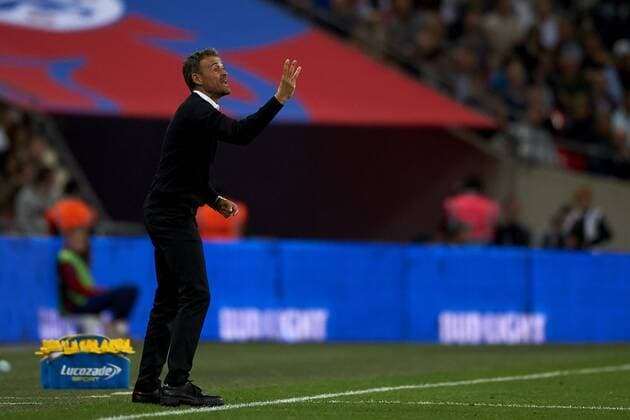 September 8, 2018 - London, England, United Kingdom - Luis Enrique of Spain gives instructions during the UEFA Nations League football match between England and Spain at Wembley Stadium in London on September 8, 2018. England v Spain - UEFA Nations League A  - ZUMAn230 20180908_zaa_n230_1043 Copyright: xJosexBretonx
