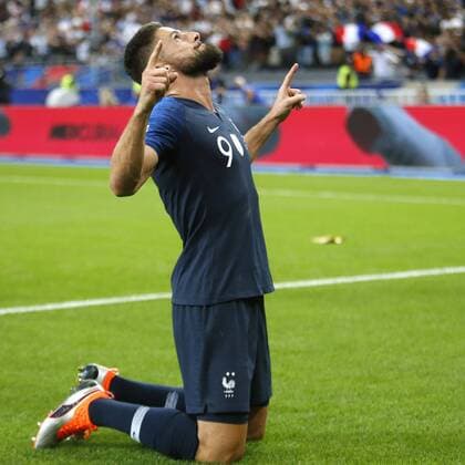 Fußball, Nations League, Frankreich - Niederlande SAINT DENIS, 09-09-2018, Stadium Stade France , football, season 2018 2019, Nations League , France player Olivier Giroud after 2-1 during the game France - Netherlands France - Netherlands  x2457539x