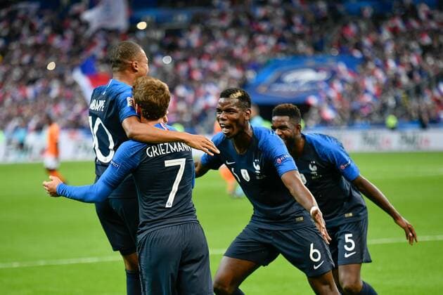Fußball, Nations League, Frankreich - Niederlande The tricolor selection celebrates the goal of Kylian Mbappe 10 at the Stade de France for the Uefa Nation League.  JulienxMattiax xLexPictorium LePictorium_0188704