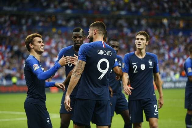 Fußball, Nations League, Frankreich - Niederlande Joie Olivier Giroud (France) et Antoine Griezmann (France) FOOTBALL : France vs Pays Bas - Ligue des Nations - 09 09 2018 GwendolineLeGoff Panoramic 