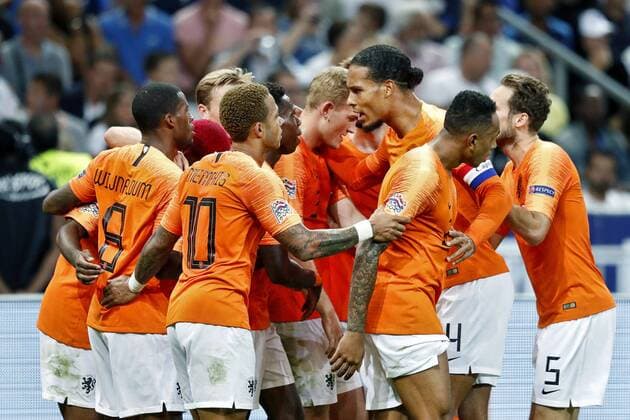 SAINT DENIS, 09-09-2018, Stadium Stade France , football, season 2018 2019, Nations Cup. Netherlands celebrating the 1-1 during the game France - Netherlands (2-1). France - Netherlands  x2457694x