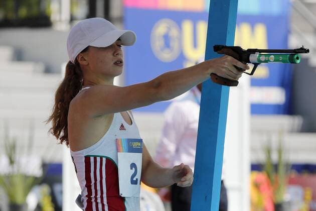 Michelle Gulyas from Hungary competes during the mixed relay pistol shooting and cross country running event in the framework of the Modern pentathlon moderner Fünfkampf World Championship WM Weltmeisterschaft in Mexico City, Mexico, 09 September 2018. Modern Pentathlon World Championship !ACHTUNG: NUR REDAKTIONELLE NUTZUNG!  Copyright: xJoséxMéndezx MEX01 20180910-636721481837467641