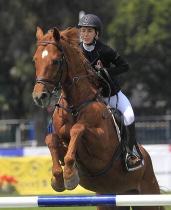 The French Emma Riff competes in the mixed relay equestrian jump event held in the framework of the Modern pentathlon moderner Fünfkampf World Championship WM Weltmeisterschaft in Mexico City, Mexico, 09 September 2018. Modern Pentathlon World Championship !ACHTUNG: NUR REDAKTIONELLE NUTZUNG!  Copyright: xMarioxGuzmanx MEX01 20180910-636721482516211997
