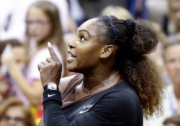 Serena Williams demands an apology and calls Chair umpire Carlos Ramos a thief after the sixth game in the second set of her straight sets defeat to Naomi Osaka of Japan at the US Open Women s Final in Arthur Ashe Stadium at the 2018 US Open Tennis Championships at the USTA Billie Jean King National Tennis Center in New York City on September 8, 2018. Naomi Osaka becomes the first Japanese player to win a Grand Slam after she defeated Serena Williams 6-2, 6-4 in the final of the 2018 US Open but the match will be remembered for the emotional exchanges between Williams and umpire Carlos Ramos, who handed her three violations, including a game penalty.  NYP201809081491 JOHNxANGELILLO