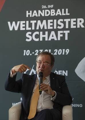 Pressekonferenz Handball WM 2019 und Olympiamuseum Koeln Datum: 11.09.2018 Ministerpräsident Armin Laschet