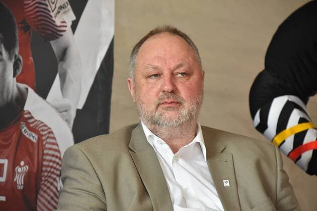DHB Präsident Andreas Michelmann am 11.09.2018 in Köln bei der Pressekonferenz zum Stand der Vorbereitung zur Handball Weltmeisterschaft 2019 die im Zeitraum 10. bis 27. Januar mit u.a. 13 Begegnungen in Köln stattfindet.