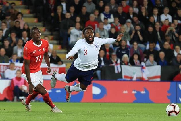 11th September 2018, King Power Stadium, Leicester, England; International Football Friendly, England versus Switzerland; Edimilson Fernandes of Switzerland fouls Danny Rose of England  ActionPlus12061771 ShaunxBrooks