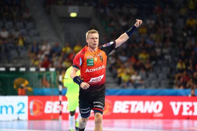 Guojon Valur Sigurdsson (Rhein Neckar Loewen) jubelt, Rhein Neckar Loewen vs FC Barcelona Barca Lassa, EHF Champions League, 12.09.2018, Foto Eibner Rhein Neckar Loewen vs FC Barcelona Lassa, EHF Champions League, 12.09.2018 Mannheim Copyright: xEIBNER AlexanderxNeisx EP_ANS