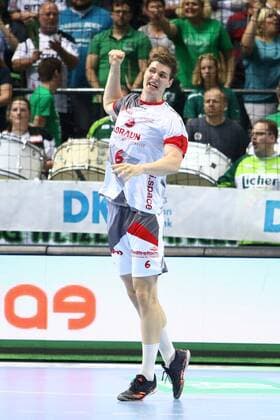 Finn Lemke (Melsungen) jubelt HSG Wetzlar vs MT Melsungen --- Handball --- 1. Bundesliga --- 13.09.2018 HSG Wetzlar vs MT Melsungen --- Handball --- 1. Bundesliga --- 13.09.2018 Wetzlar Copyright: xEIBNER RenexWeissx EP_RWS