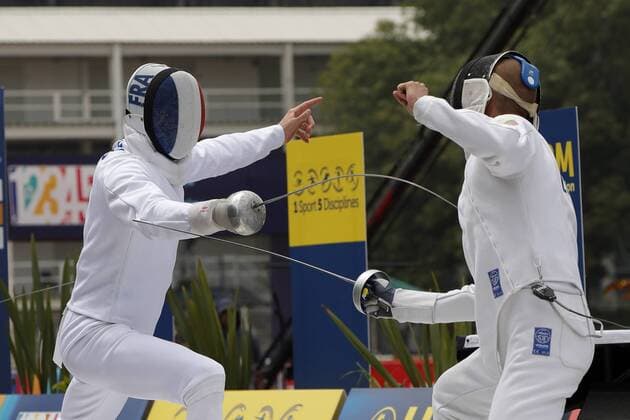 French Valentin Prades (L) and Lithuanian Justinas Kinderis particpate in the individual men s fencing final during the World Modern pentathlon moderner Fünfkampf Championships, in Mexico City, Mexico, 13 September 2018. World Modern Pentathlon Championships in Mexico !ACHTUNG: NUR REDAKTIONELLE NUTZUNG!  Copyright: xJosexMendezx MEX19 20180913-636724744803219830
