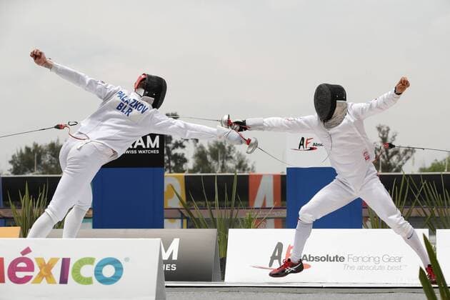 Ilya Palazkov (i) of Belarus and Eseéban Bustos (R) de Chile participate in the individual men s fencing final, during the World Modern pentathlon moderner Fünfkampf Championships, in Mexico City, Mexico, 13 September 2018. EPA Jose Mendez World Modern Pentathlon Championships in Mexico !ACHTUNG: NUR REDAKTIONELLE NUTZUNG!  Copyright: xJosexMendezx MEX21 20180913-636724755873532647